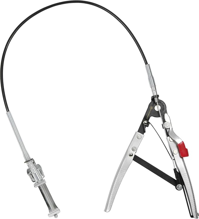 Powerbuilt 24-Inch Flexible Hose Clamp Pliers, Locking Cable Tool for 1/2" to 2-1/4" Spring Hose Clamps, Works on Plastic and Metal Clamps in Hard-to-Reach Areas - 647831