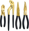WEDO 4-Piece Brass Pliers Set With Non-Slip Handle: 8" Long Nose, 8" Snipe Nose, 6" Slip Joint, 10" Groove Joint