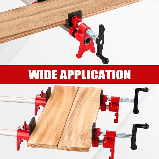 4 Pack 3/4" Wood Gluing Pipe Clamp Set with Foot and Protective Pad