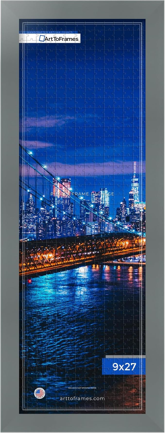 ArtToFrames Puzzle Frame for Buffalo Games 500 Piece Jigsaw Puzzles, 9x27 Inch (23x69 cm), Granite Engineered Wood with Economy Acrylic, Ready to Hang Puzzle Display