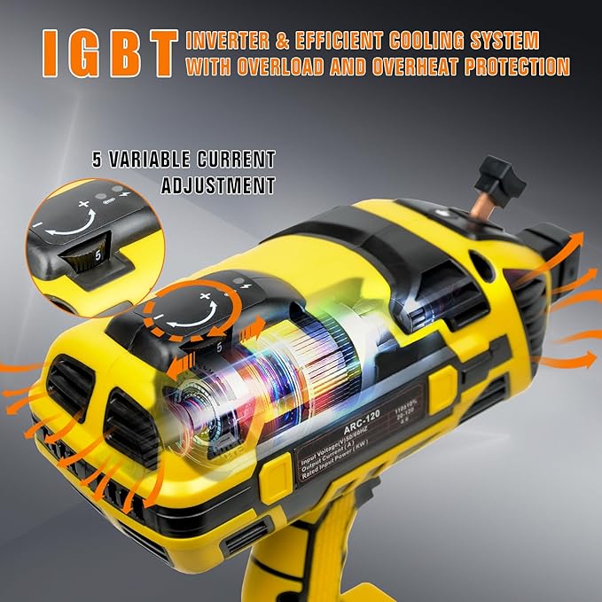 Handheld Welding Machine 110V 120A Portable Electric Welder Machine ARC Welder Gun with IGBT Inverter 5 Variable Current Adjustment for 3/32"-1/8" Welding Rod Tool