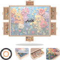 ALL4JIG 1500 Pieces Rotating Puzzle Board with 6 Drawers and Cover,24.92"x33.58"Portable Wooden Jigsaw Puzzle Table for Adults,Lazy Susan Spinning Puzzle Boards Gift for mom,Surface for Lego Building
