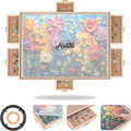 ALL4JIG 1000 Pieces Rotating Puzzle Board with 6 Drawers and Cover,22.44"x30.16"Portable Wooden Jigsaw Puzzle Table for Adults,Lazy Susan Spinning Puzzle Boards Gift for mom,Surface for Lego Building