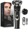 Electric Razor for Men, 3D Flex Blades with Pop-Up Trimmer, IPX8 Waterproof, Type-C Quick Charge, LED Display, Travel Lock, Wet & Dry Shave, Asphalt Black, Gifts for Men Husband Father