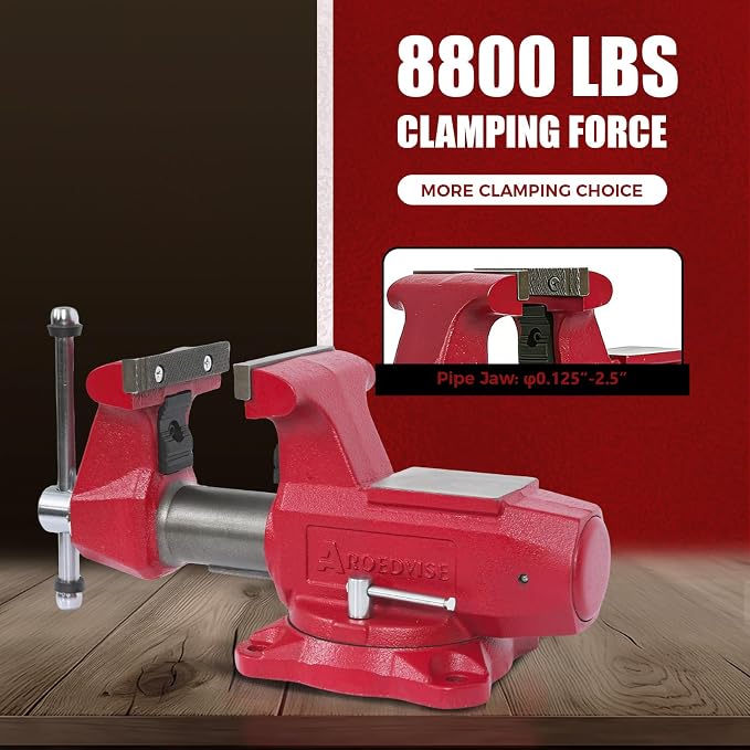 4"Bench Vise, 4.5"Jaw Opening 360° Swivel Base 3.2" Throat Depth