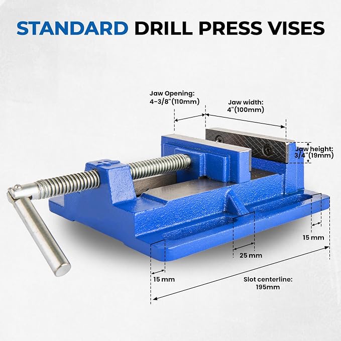 Forward Q194A 4 Inch Drill Press Vise Portable Bench Vise with Slotted Base