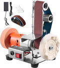 VEVOR 3-in-1 Mini Belt Sander, 13" x 1.2" Sanding Belt, 2.75" Grinding & Polishing Wheel Combo, 7-Speed Adjustable with Forward/Reverse Control for Woodworking, Jewelry Making, Knife Sharpening