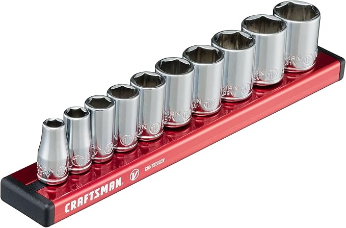 CRAFTSMAN V-SERIES Socket Set, Shallow MM, 1/4 Inch Drive, 10 Piece (CMMT17500V)