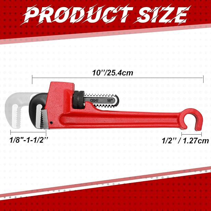 Lasnten 10" Double Ended Valve Wrench Pipe and Valve Wrench Refinery Wheels 1/8''- 1-1/2'' Pipe Capacity for Protecting from Damage
