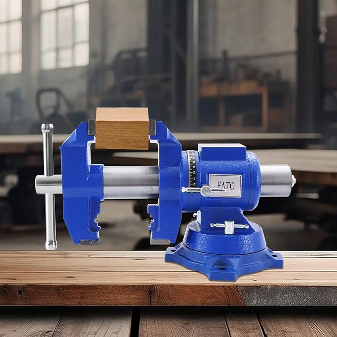 FATO 5” 360° Ductile Iron Bench Vise, 8800LB Force Blue