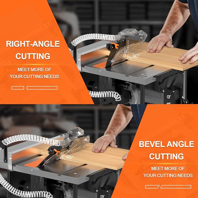 Table Saw with 98% Dust Collection System,120V/15A/5000RPM,Control Console Size:17.91"x23.62",0-45° Bevelcut &90° Crosscut,for 1.57” to 2.36"Depth,Portable Table Saw Ideal for Woodworking