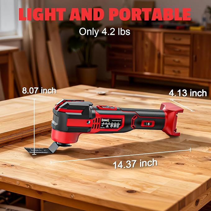 Cordless Oscillating Tool Compatible with Milwaukee 18V Battery(Tool Only), 21,000 OPM Upgraded Brushless 18V Oscillating Multi-tool with 6 Speed, LED Light, DIYtoolifz 4.5° Oscillating Tool for Wood