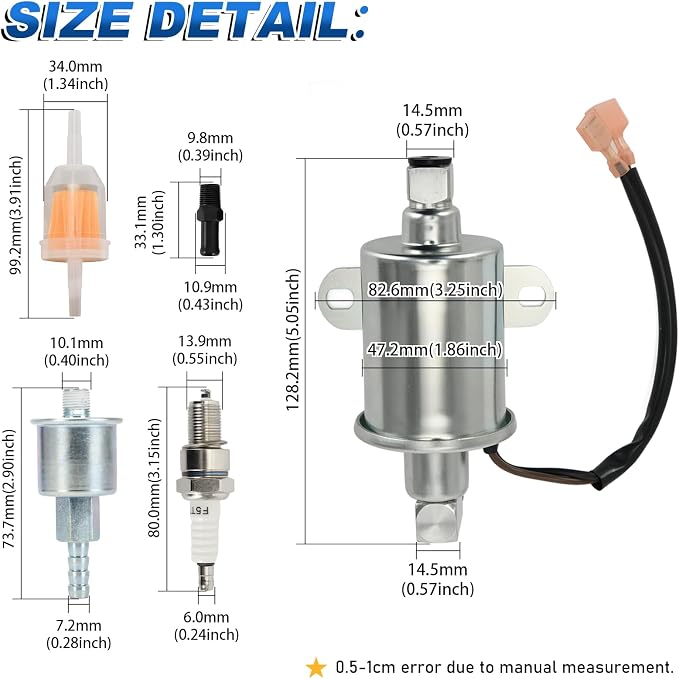 Oil Change Tune Up Kit Fit For Onan RV QG Generators 5500 7000, HGJAA HGJAB HGJAC, Includes 122-0836 Oil Filter, 140-3116 Air Filter, 149-2341-01 Fuel Filter, E11015 Fuel Pump, F5TC Spark Plug