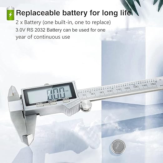 Digital Caliper Measuring Tool, IP54 Waterproof Stainless Steel Vernier Caliper Digital Micrometer with Large LCD Screen, Easy Switch from Inch Metric, 6 Inch Caliper Tool for DIY/Household
