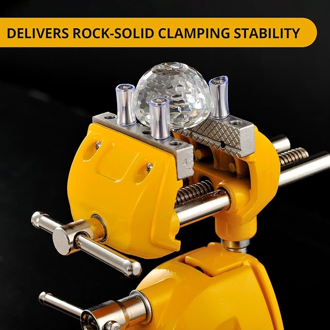 Bench Vise, 360° Swiveling Articulating Vise, Clamp-On Vise for Workbench, Cast Steel Table Clamp Vise, Pipe Vise, Bench Vice for Woodworking, DIY, Drilling, Sawing, Metal Working
