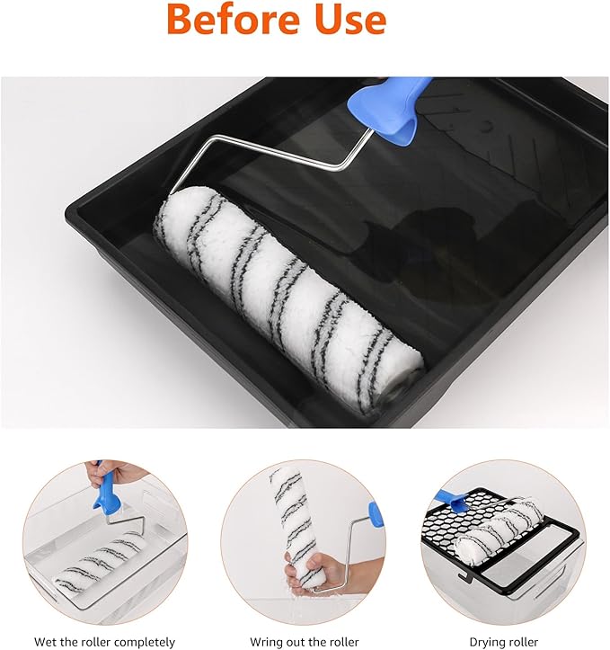 Amazon Basics Microfiber Paint Roller Covers for Painting Walls, Smooth Finish, Washable, 9" x 3/8", 6-Pack