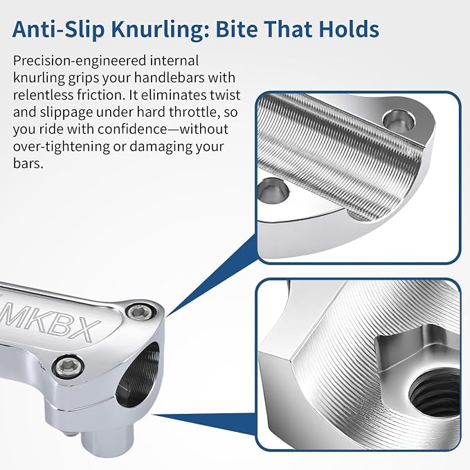Chrome 1.25 inch Handlebar Riser Top Clamp Kit, 7075 Aluminum Bar Riser for 1.25” Handlebars, Fits Harley Touring Sportster Softail Dyna Models