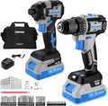 Cordless Drill & Impact Driver: DEKOPRO 20V Brushless Power Drill and 20V Brushless Impact Driver Set, Power Tool Set with 2 x 2.0Ah Batteries, Charger, Bag& 52 x Accessories-Blue