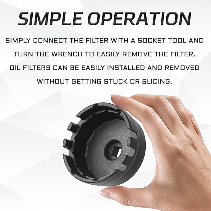 64mm Oil Filter Wrench for Toyota RAV4, 4 Runner, Corolla, Highlander Prius, Lexus, 14 Flutes/6 Slots Oil Filter Cap Wrenches Removal Tool Socket Fits 2.5-5.7L Engine, Car Accessories