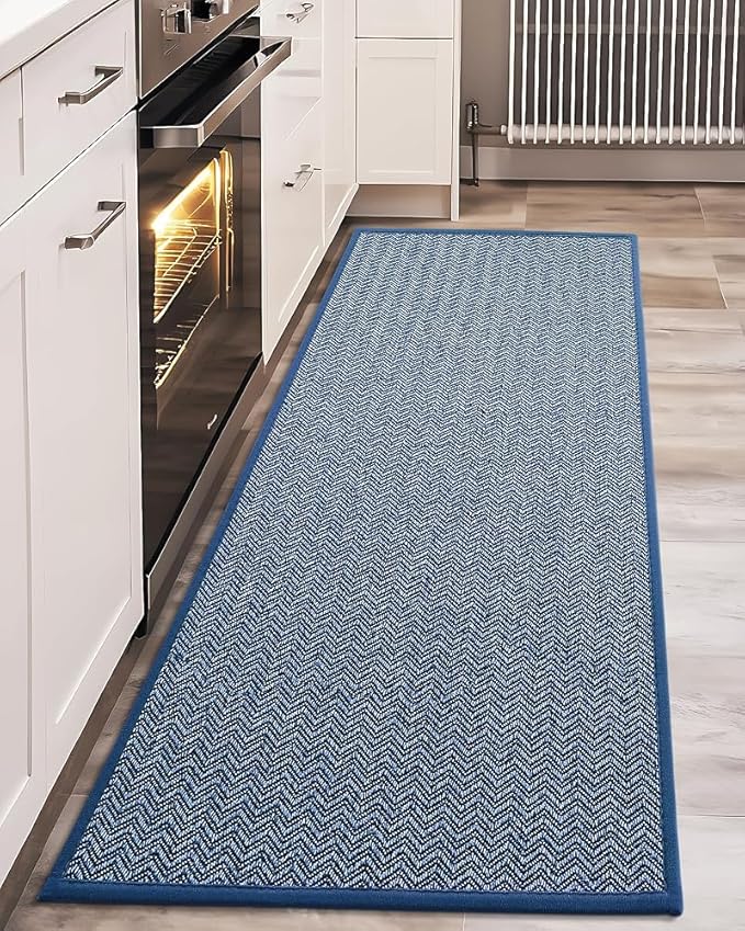 Color&Geometry Kitchen Rugs Kitchen Mats for Floor, 17"X59" Blue Kitchen Rugs Non Slip Washable with Rubber Backing, Quick Dry, Low Pile, Easy Clean Kitchen Runner Rug Kitchen Sink Mat