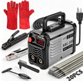 Hpoouo 200Amp 20PCS Rods Stick Welder, Super MINI Portable Welding Machine, IGBT Inverter Welder Machine 110V with Hot Start Arc Force Anti-Stick, for 1/16"-1/8" Rod ARC Welder, Chip Hammers (Gray)