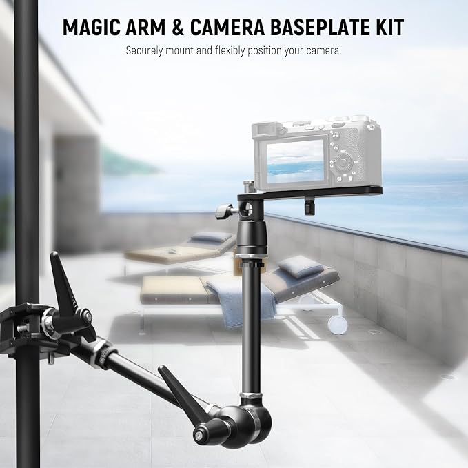 NEEWER 21" Magic Arm Camera Mount with Super Clamp, Overhead Desk Mount with 360° Dual Ball Head, 1/4" 3/8" 5/8" Stud Adapter for PA073 PA074 Phone Cage Rig DSLR Camera Monitor Video Light, UA018
