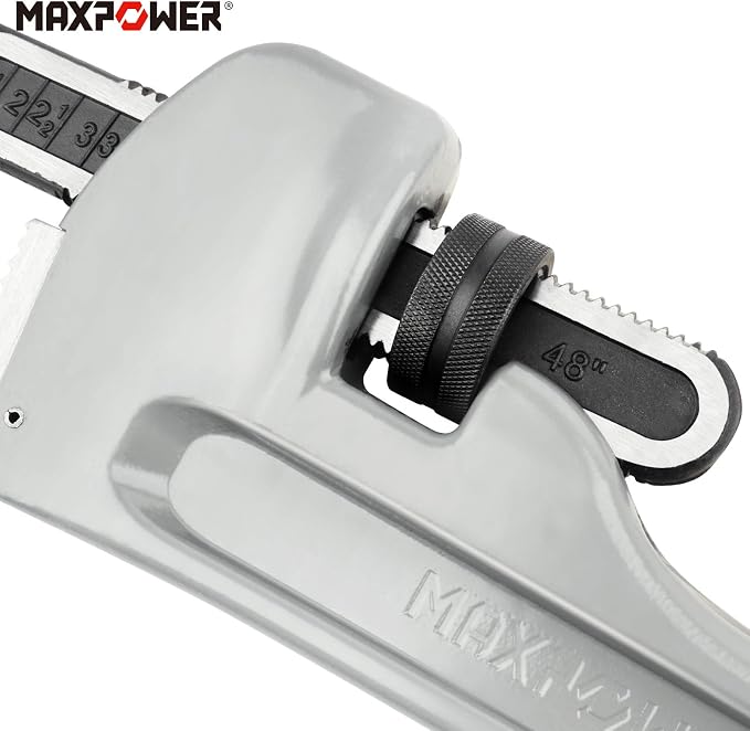 MAXPOWER 48-inch Pipe Wrench, 6.1" Jaw Opening, Large Plumbing Wrench | Aluminum Straight Heavy Duty Pipe Wrench