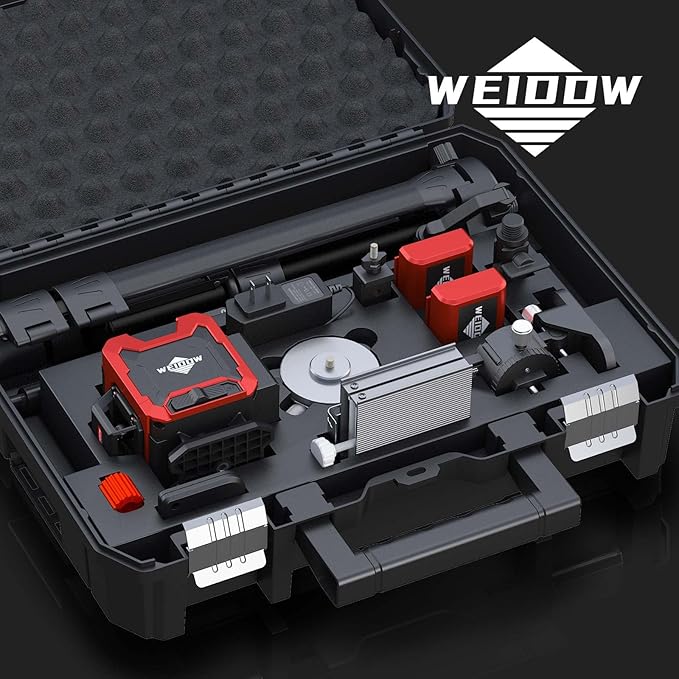 weiddw Laser Level with Tripod, Self Leveling Laser Level 4x360°, Green Line Laser 4D Laser Leveler Tool with 2Pcs Lithium Batteries for Picture Hanging, Tile, Home Renovation, Indoor
