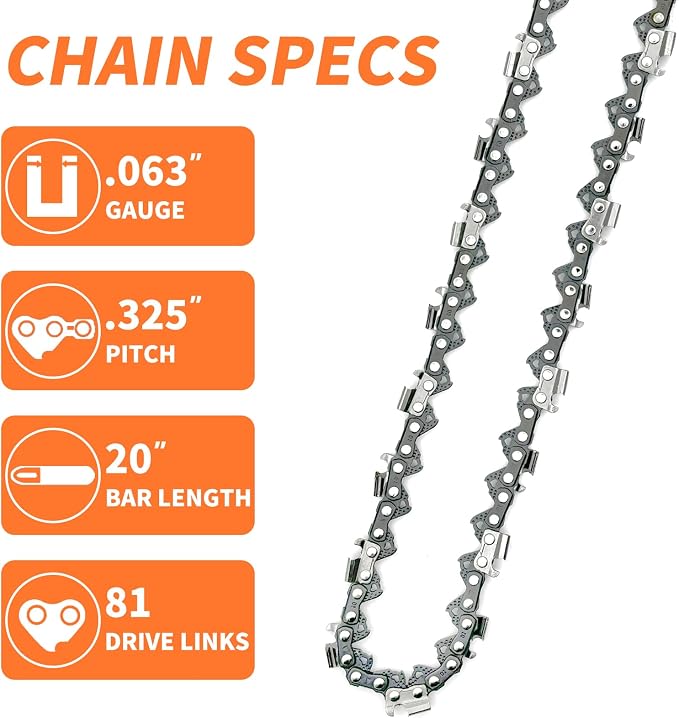 4 Packs 20 Inch Chainsaw Chain Fit Stihl .325" Pitch, 063" Gauge, 81 Drive Links 26RS-81, 26RM3-81 Fits Stihl (PRE 2023 .063" Gauge) MS291, MS290, MS271 Farm Boss, MS261, Oregon V81, L81