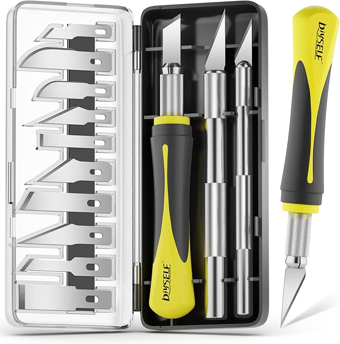DIYSELF 16-Piece Exacto Knife Set, Craft Knife & Hobby Knife Kit, Precision Knife with Magnetic Storage Case, Exacto Knife for Crafting, Paper, Foam, Vinyl, Models, 3D Printing, Junk Journal Supplies