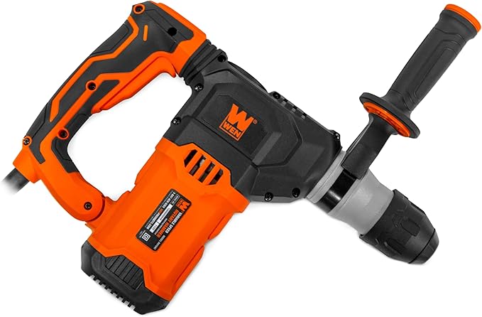 WEN 12-Amp 1-3/16-Inch Variable Speed SDS Plus Corded Rotary Hammer Kit with Case, Chisels, and Drill Bits (RH1042)