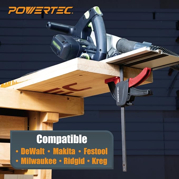 POWERTEC Guide Rail Clamp, 8-3/4 Inch Quick Release Clamps for Circular Saw Guide Rail System, Woodworking, 71423V, Track Saw Track Clamp(2PCs) (Pack of 10)