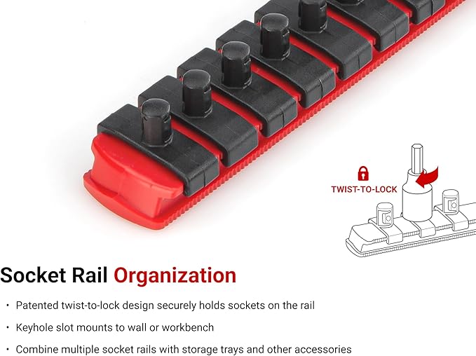 TEKTON Hex Bit Socket Set, 11-Piece | SHB90106 | 1/4 Inch Drive, (2 - 8 mm), Socket Rail