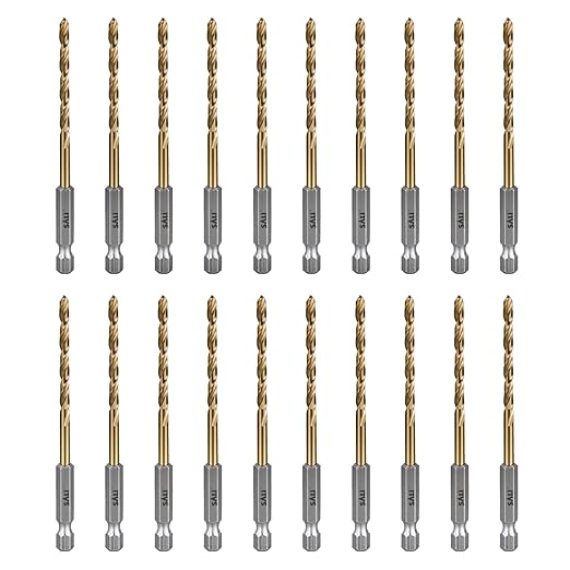 SALI Cobalt Drill Bit Set,20 Pack 5/32 Inch High Speed Steel Hex Shank Jobber Drill Bits, for Hardwood, Aluminum,Metal,Copper,Alloyed Steel
