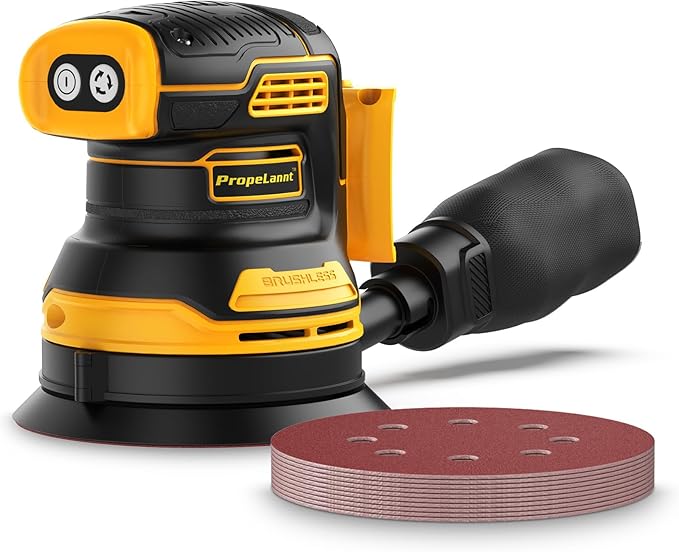 Random Orbital Sander for Dewalt 20V Battery, 5" Palm Cordless Sander with 10pcs Sandpaper, 3 Variable Speeds, Dust Collector for Woodworking Polishing Sanding(Battery Not Included)