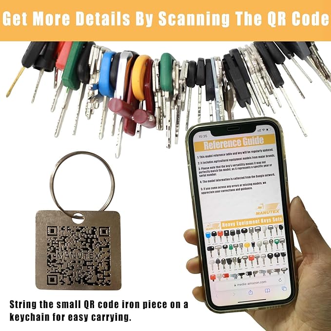 58 Heavy Equipment Keys Master Set for Bob-cat Cater-Pillar Ca-se JD HYS-TER Koma-tsu Kubo-ta Yanm-ar Take-uchi New Holl-and Vol-vo JL-G JC-B Toyo-ta Keys for Heavy Equipment Construction Machine