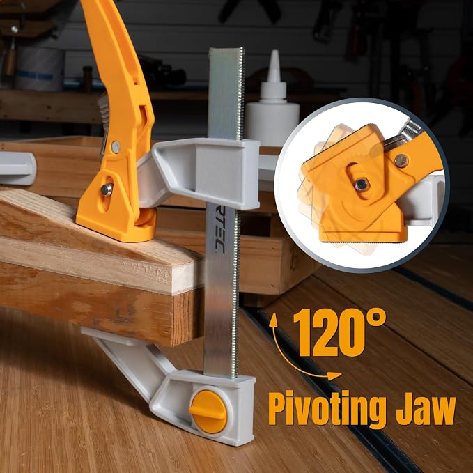 POWERTEC 12-Inch Bar Clamps (2-Pack) – Fast Action Gear Clamp w/ 440 lb Capacity, Quick-Release Woodworking Clamps with Aluminum Jaws & Spreader Function (72122)