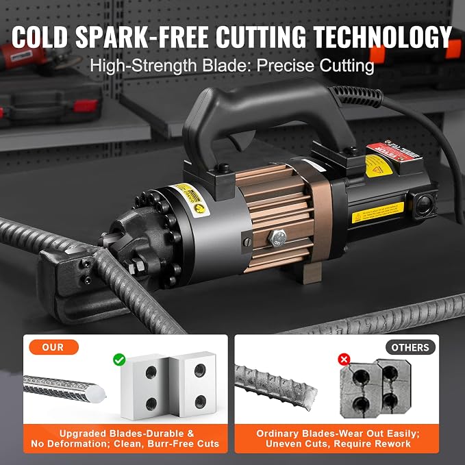 VEVOR Electric Hydraulic Rebar Cutter, 1500W Portable Rebar Cutter, Cutting up to 7/8 Inch #7 4-22mm Rebar within 2.5 Seconds, High Power Steel Rebar Cutter with Oil Can Rich Accessories,Black RC-22