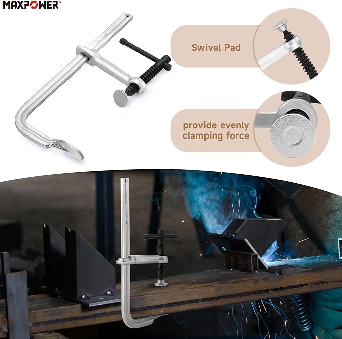MAXPOWER 8-inch F Clamp, 3-1/8 inch Throat, 701 LBS Clamping Pressure