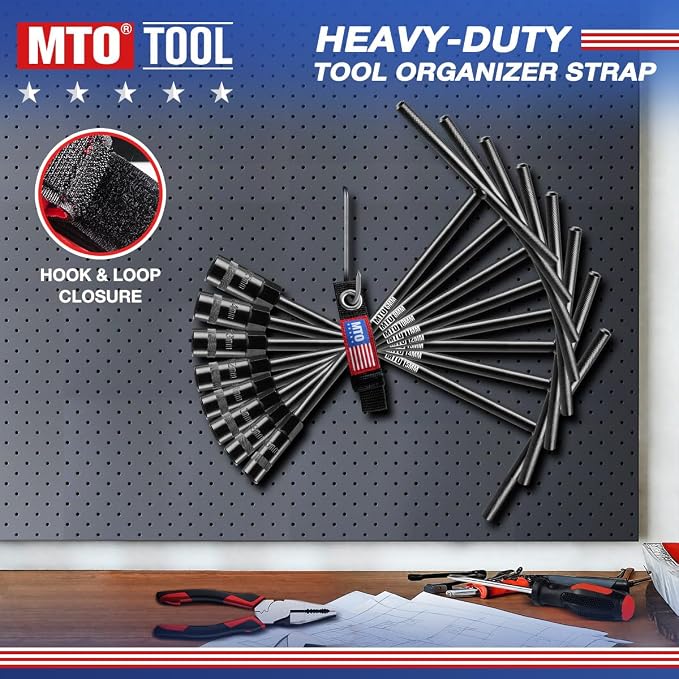 MTO T-Handle Metric Socket Wrench Set, 6-Point (6, 8, 10, 11, 12, 13, 14, 15mm) with Hanging Organizer Strap, Cr-V Steel Lug Wrench Hex Socket for Motorcycle Car Bicycle Repair (8 Pack)