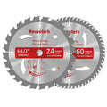 Circular Saw Blade 6-1/2" 24T&60T, Carbide Tipped Teeth, TCT Saw Blades for Cutting Various Wood, Plastic and Composite Materials, 5/8" Arbor, Fit Dewalt Craftsman Ryobi Milwaukee
