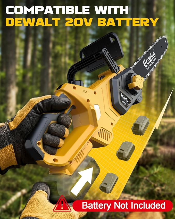 Ecarke 16-Inch Brushless Chainsaw Compatible with Dewalt 20V Cordless Chain Saw Brushless 45Ft/s Electric Hand Tree Saw for Wood/Tree Cutting and Pruning (Tool Only)