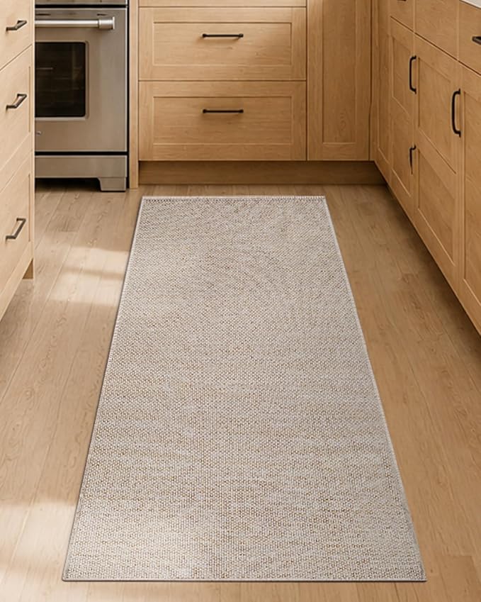 Color&Geometry Kitchen Rugs and Mats Non Slip Washable, Absorbent,Woven Kitchen Runner Rug Easy to Clean Kitchen Floor Mats for in Front of Sink, Laundry Room, Hallway, 24"x72", Greige