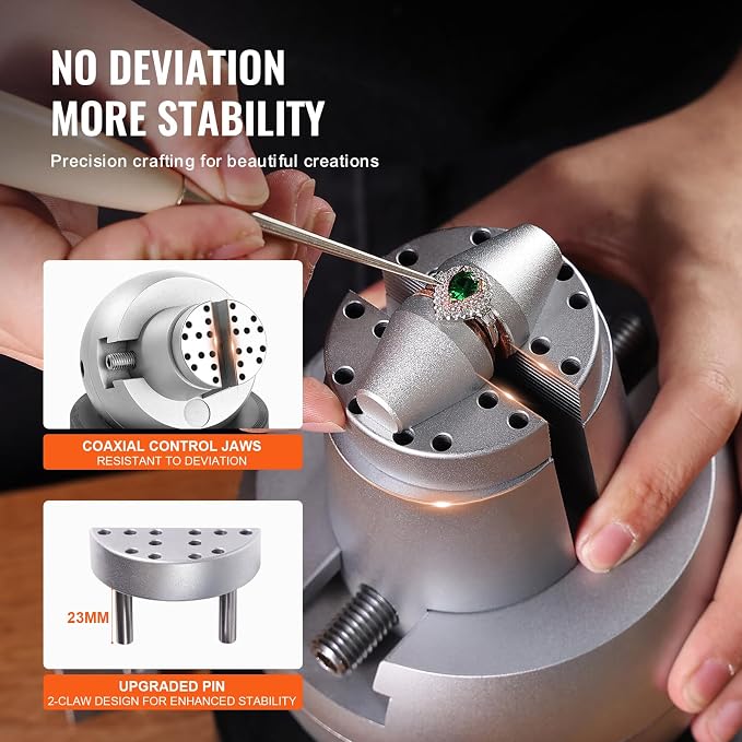 VEVOR Ball Vise, 5" Engraving Setting Tool, 360° Rotation Engraving Block Vise, 35 PCS Attachment Jewelry Engraving Block Tools Standard Block for Gemstone Inlay and Small-Scale Engraving