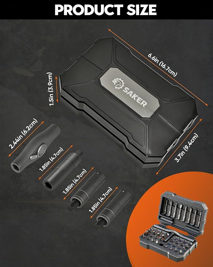 Saker 42-in-1 Magnetic Screwdriver Kit with T Handle Multi-Bit Ratchet Screwdriver Set Gifts for Father, Dad, Home, Computer, Bicycle, Furniture, DIY Dark Grey