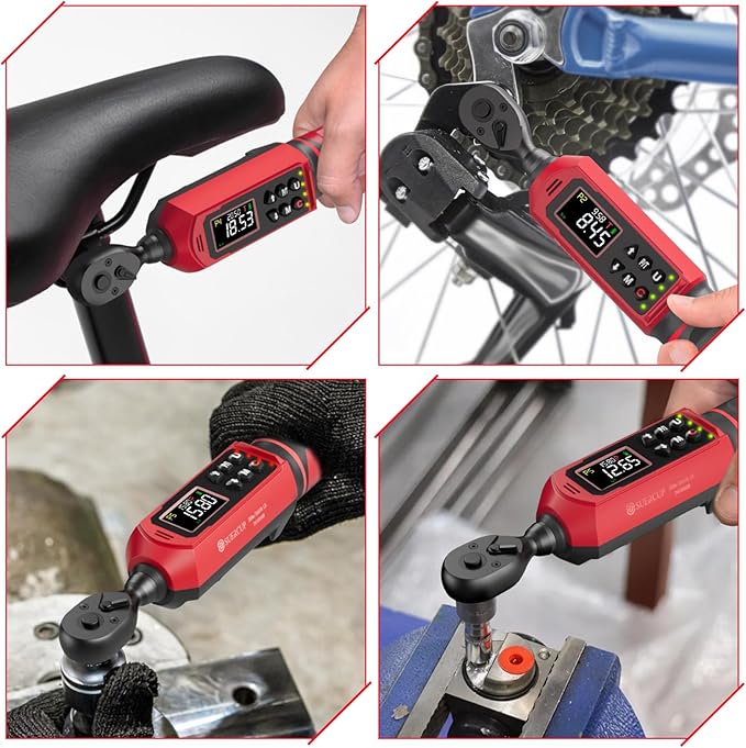SUERCUP 1/4-inch Digital Torque Wrench(0.33-22.1Ft.Lb/0.45-30N.m) ±1% Accuracy Digital Torque Wrench with Vibration, Buzzer,LED Notification and Five Units of Measure, for Bike, DIY and Home Repair