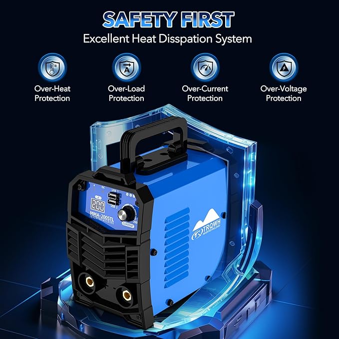 TRQWH 200A Mini Welding Machine 110V Stick Welder ARC Welder Machine IGBT Inverter MMA Welder Tig/Mig Portable Welding Machine Hot Start for Beginners and Professionals Welder