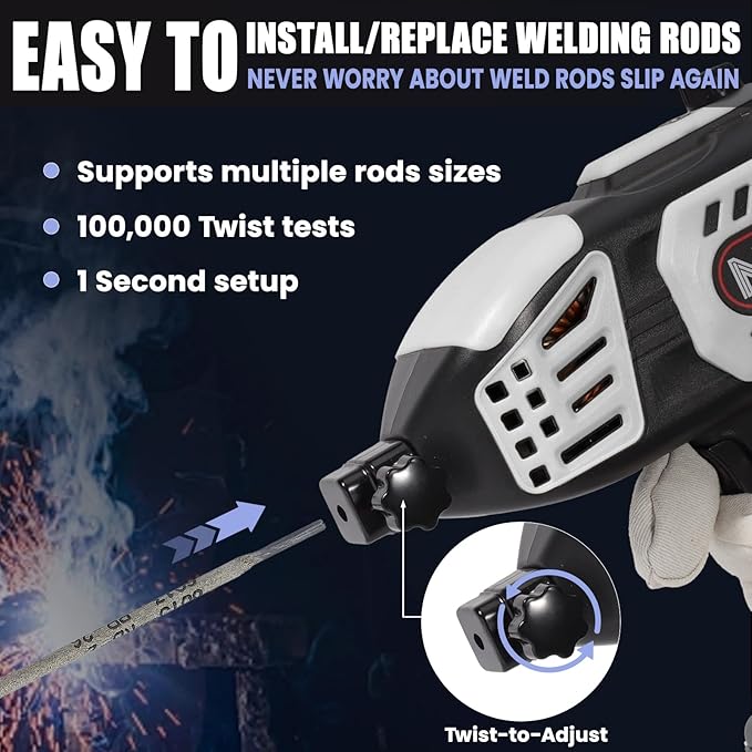Handheld Welder Machine 110V, NeoTamarix 20-150A IGBT Inverter Portable Welder Gun with 5 Variable Current Adjustment & 20PCS Rods, Portable ARC Welding Gun Fits for 1/16"-1/8" Rods