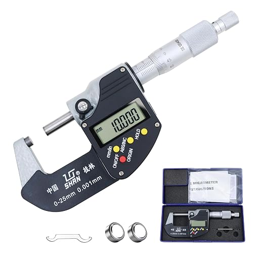 0-1 Professional Digital Micrometer，0.00005" /0.001mm Resolution，Digital Outside Micrometer with Carbide Tip 0-1" Range with Ratchet Stop, Precision Machinist Workshop Automotive Tools