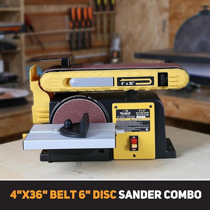 Woodskil 4.5-Amp Belt & Disc Sander Combo, 4x36 in. Belt & 6 in. Disc Sander with 3/4HP Motor, Upgraded Model